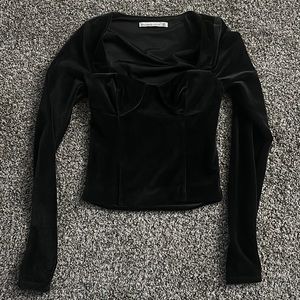 Abercrombie & Fitch XXS Long sleeve Velvet Top with Bust detailing